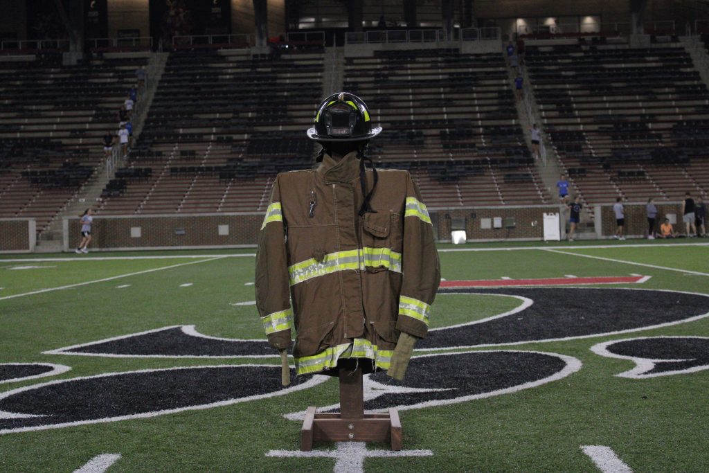 Firefighter uniform is shown during the Memorial Stair Run.